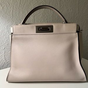 Fendi medium peekaboo off white grey white silver hardware
